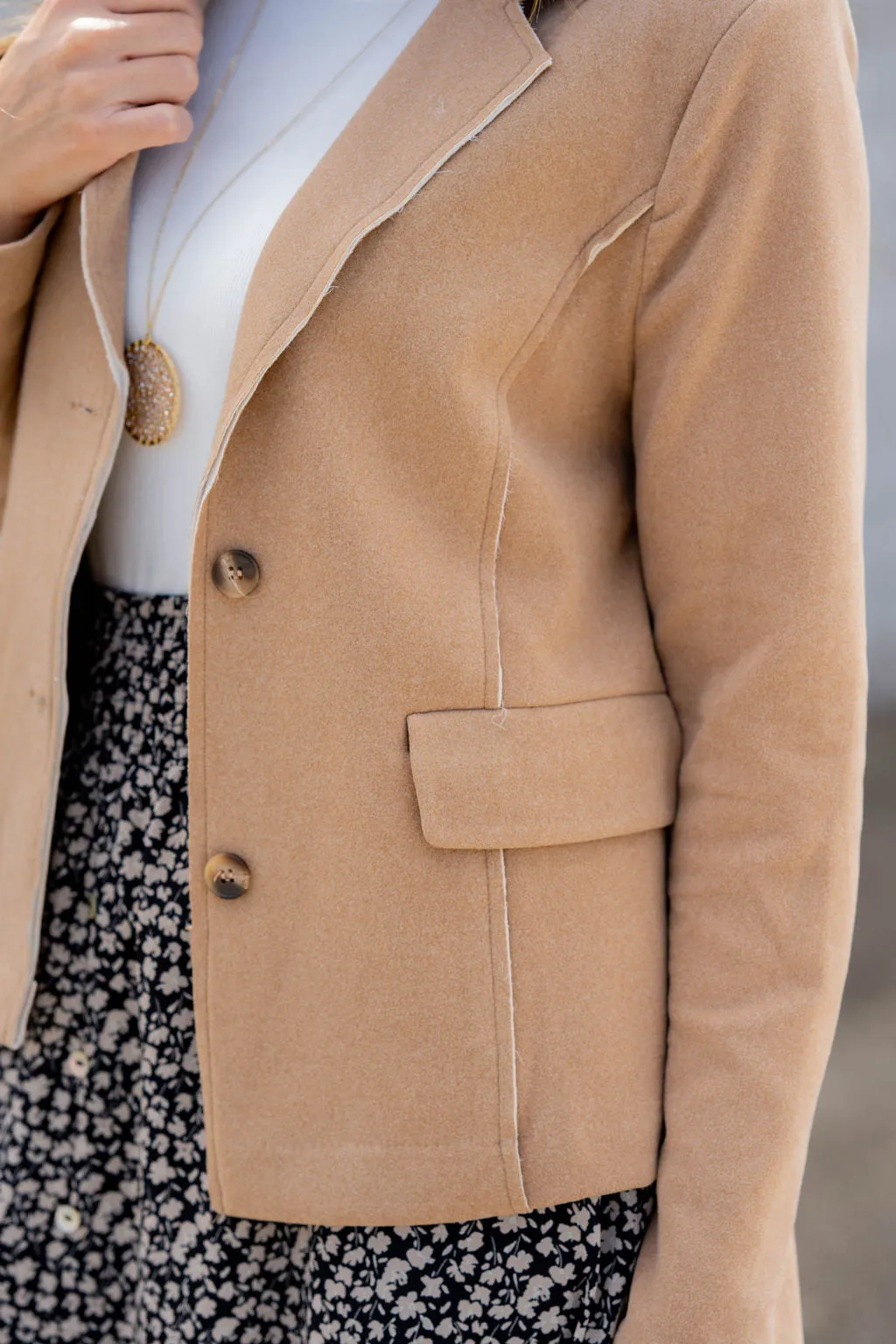 Raw Stitched Trim Blazer