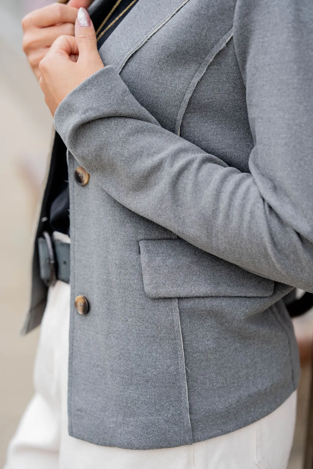 Raw Stitched Trim Blazer