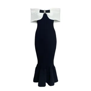 Trend4us Off-Shoulder Bow Mermaid Midi Dress