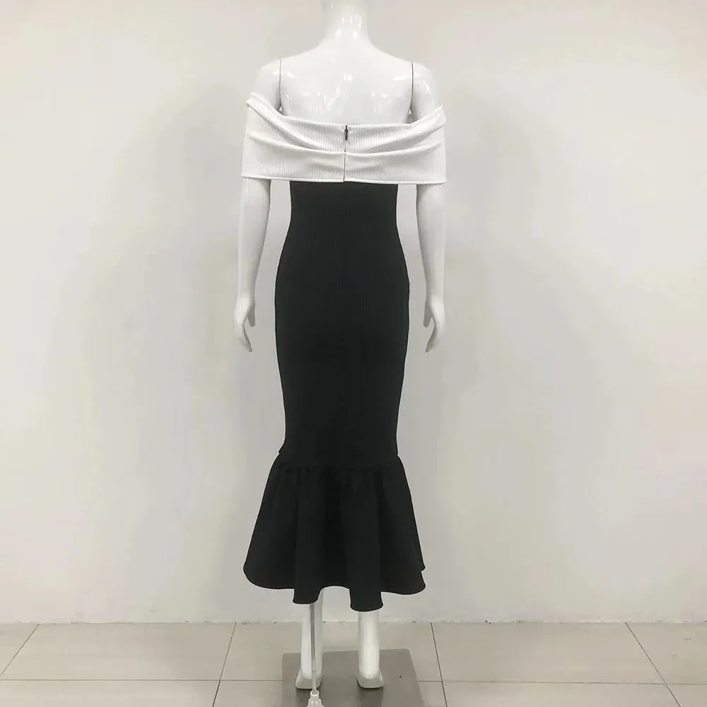 Trend4us Off-Shoulder Bow Mermaid Midi Dress