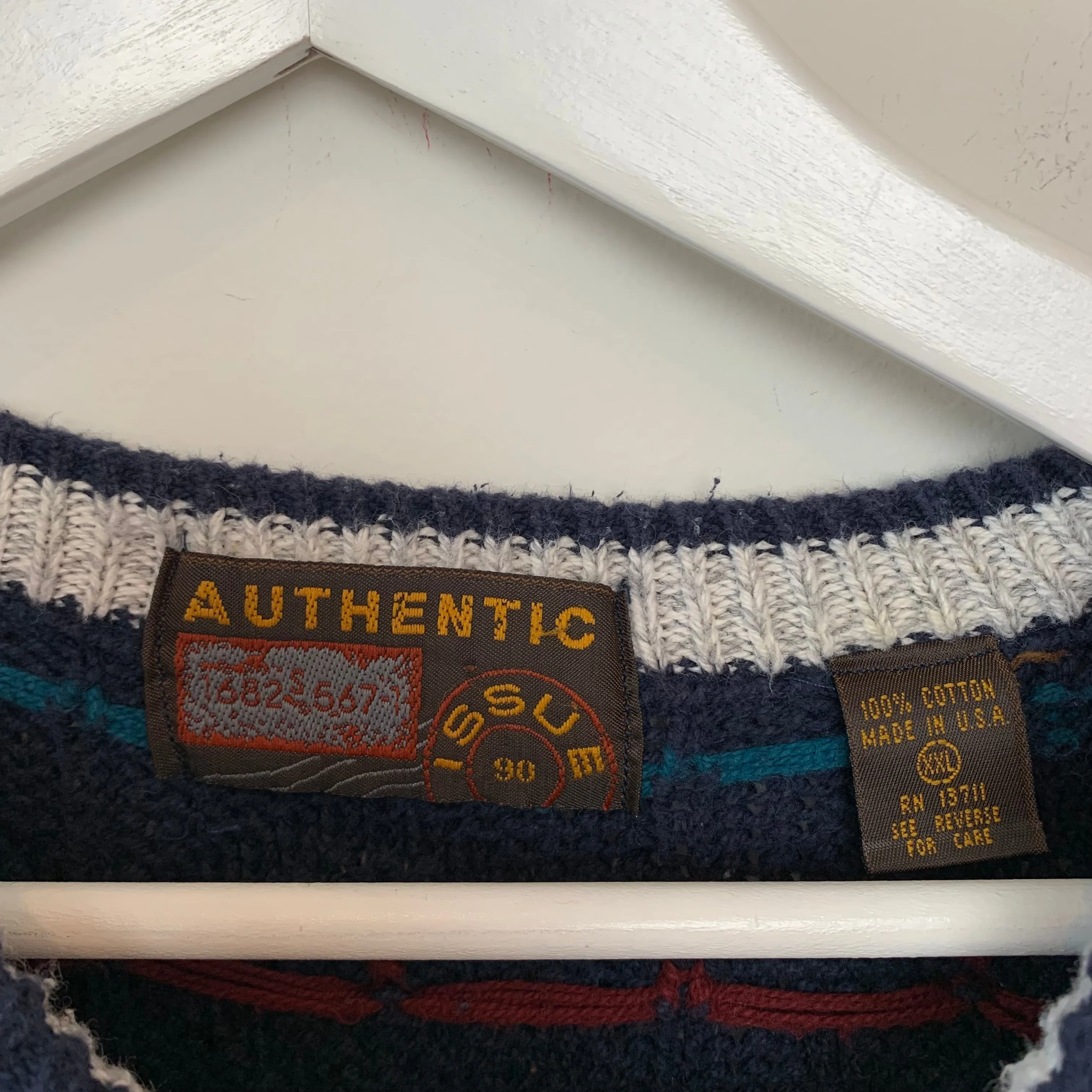 Vintage 90s Authentic Issue Chunky Knit Grandpa Sweater XXL