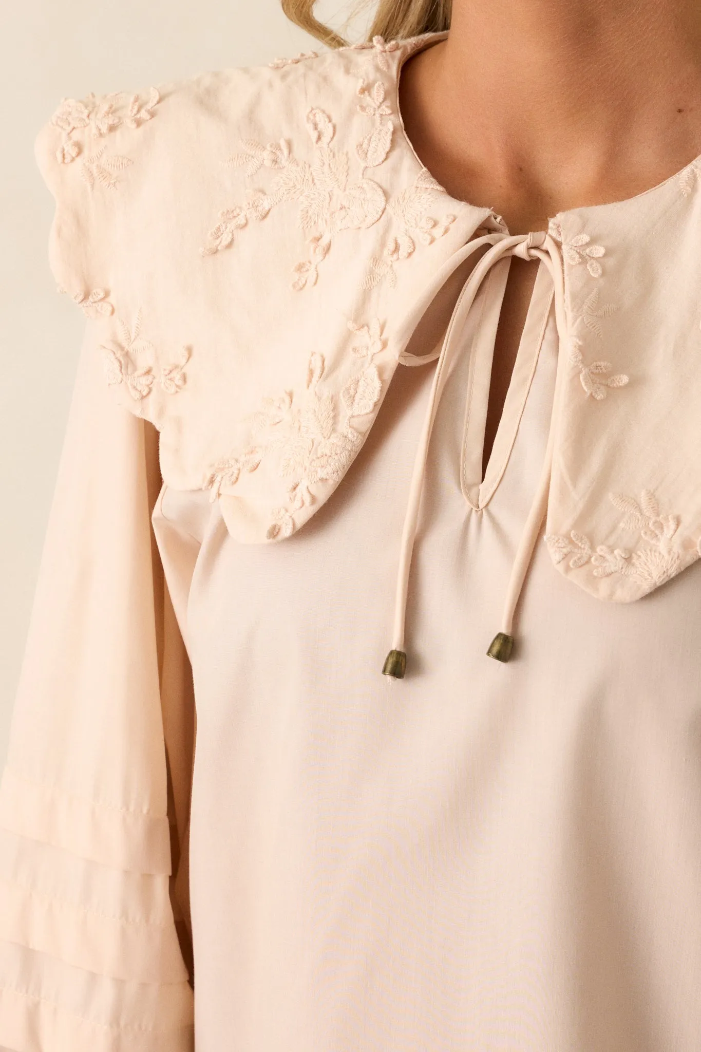 Walk With Me Ecru Floral Embroidered Blouse