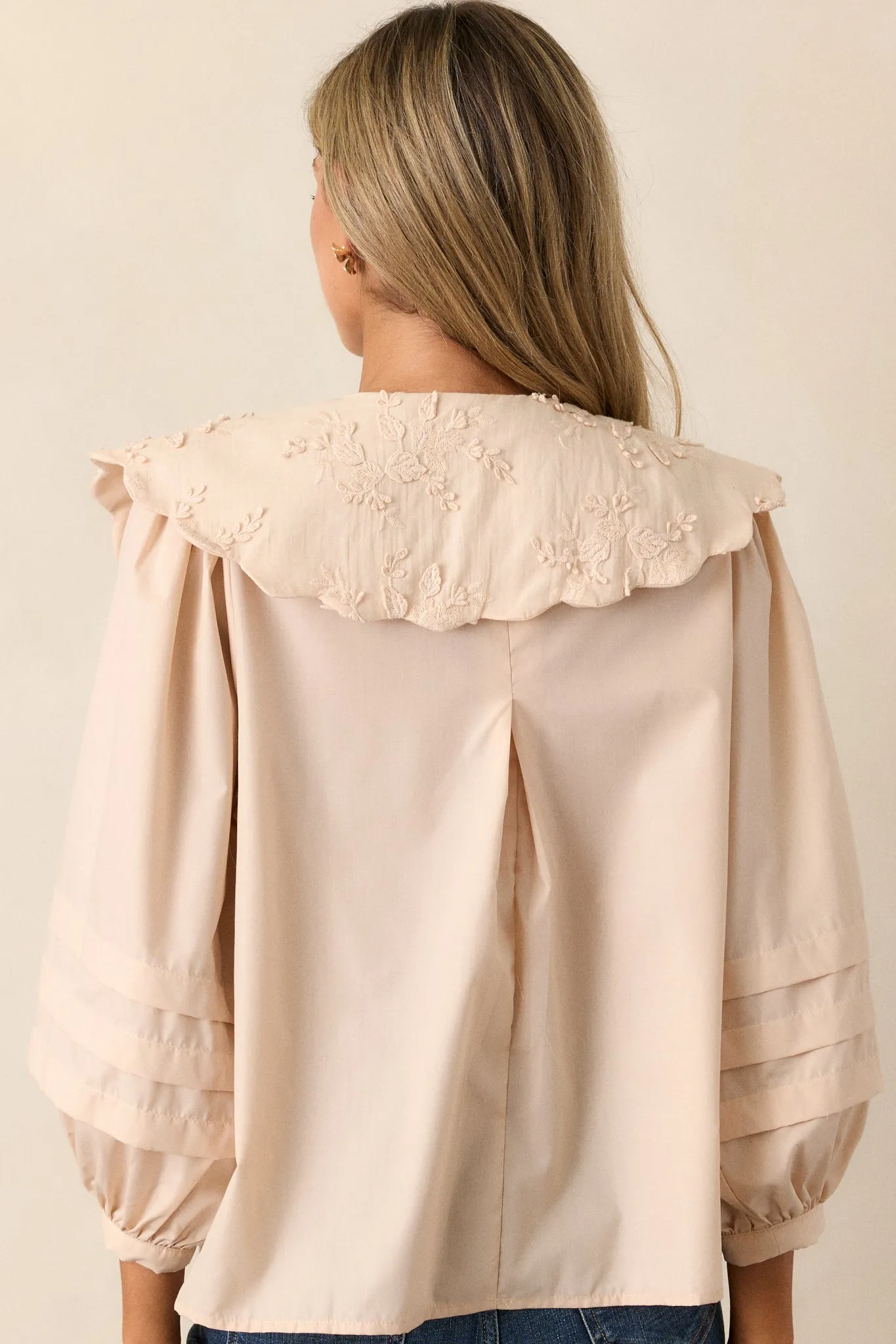 Walk With Me Ecru Floral Embroidered Blouse