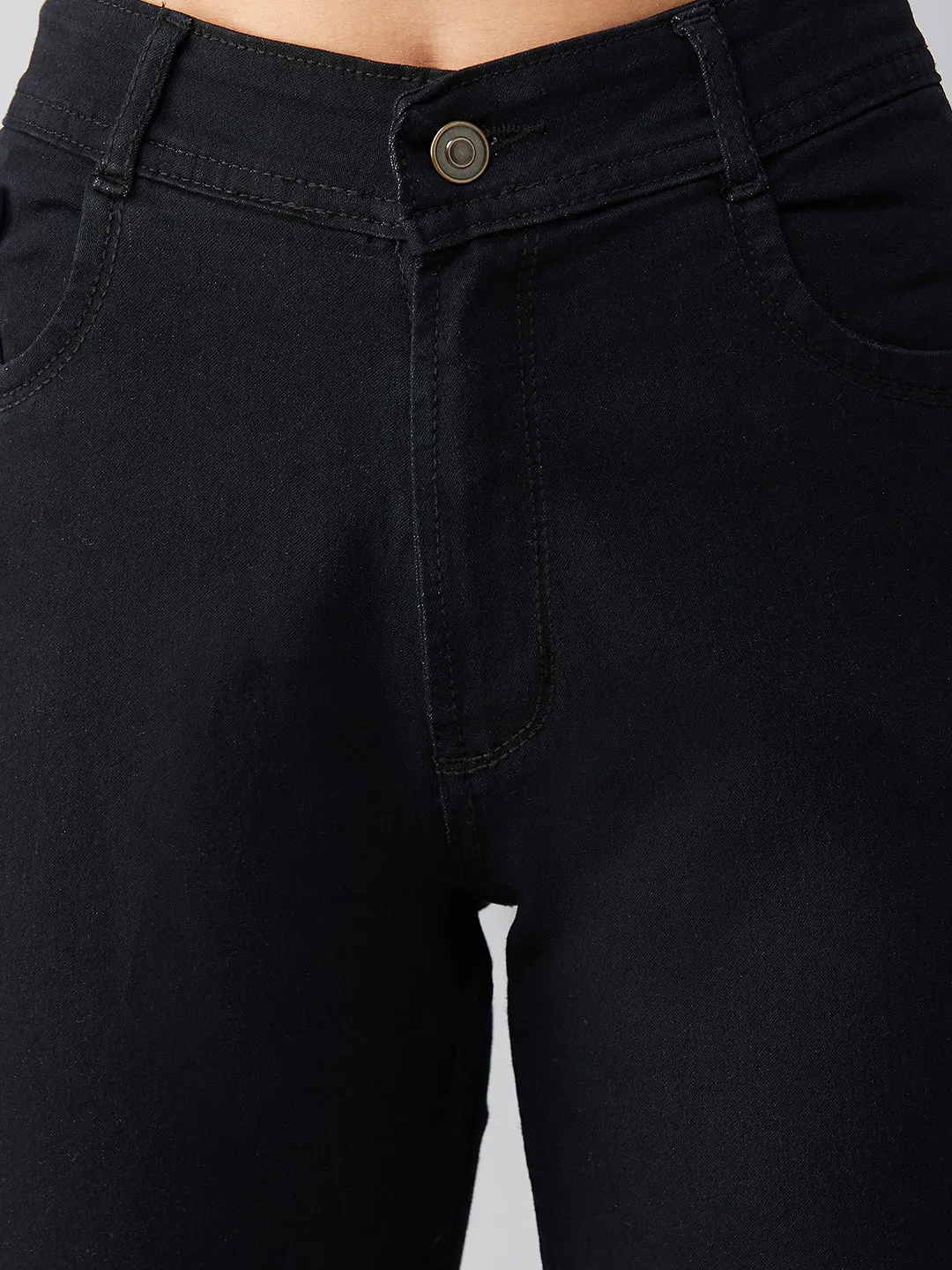 Women's Black Slim High Rise Clean Look Denim Jeans