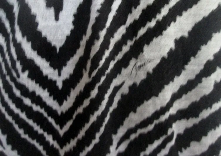 WOMENS TRINA TURK Cotton Mini Shift Dress 6 BLACK ZEBRA TIGER STRIPE
