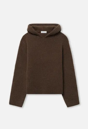 Wool Waffle Knit Poncho / Espresso